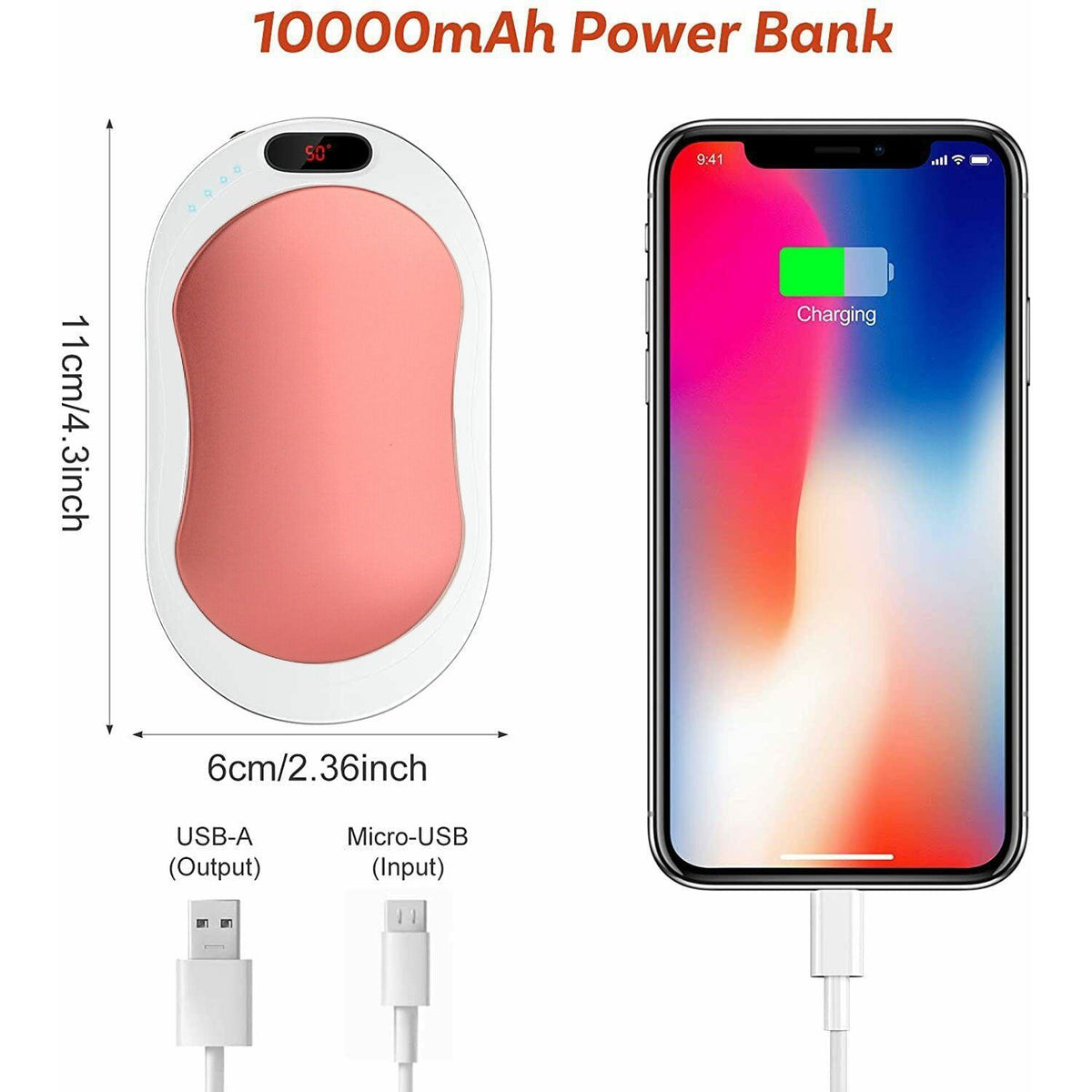Electric Hot Rechargeable Hand Warmers - Reusable USB Hand Warmer 10000mAh Electric Portable Pocket Hand Warmers Double-sided Heat Health & Beauty - Tophatter Daily Deals