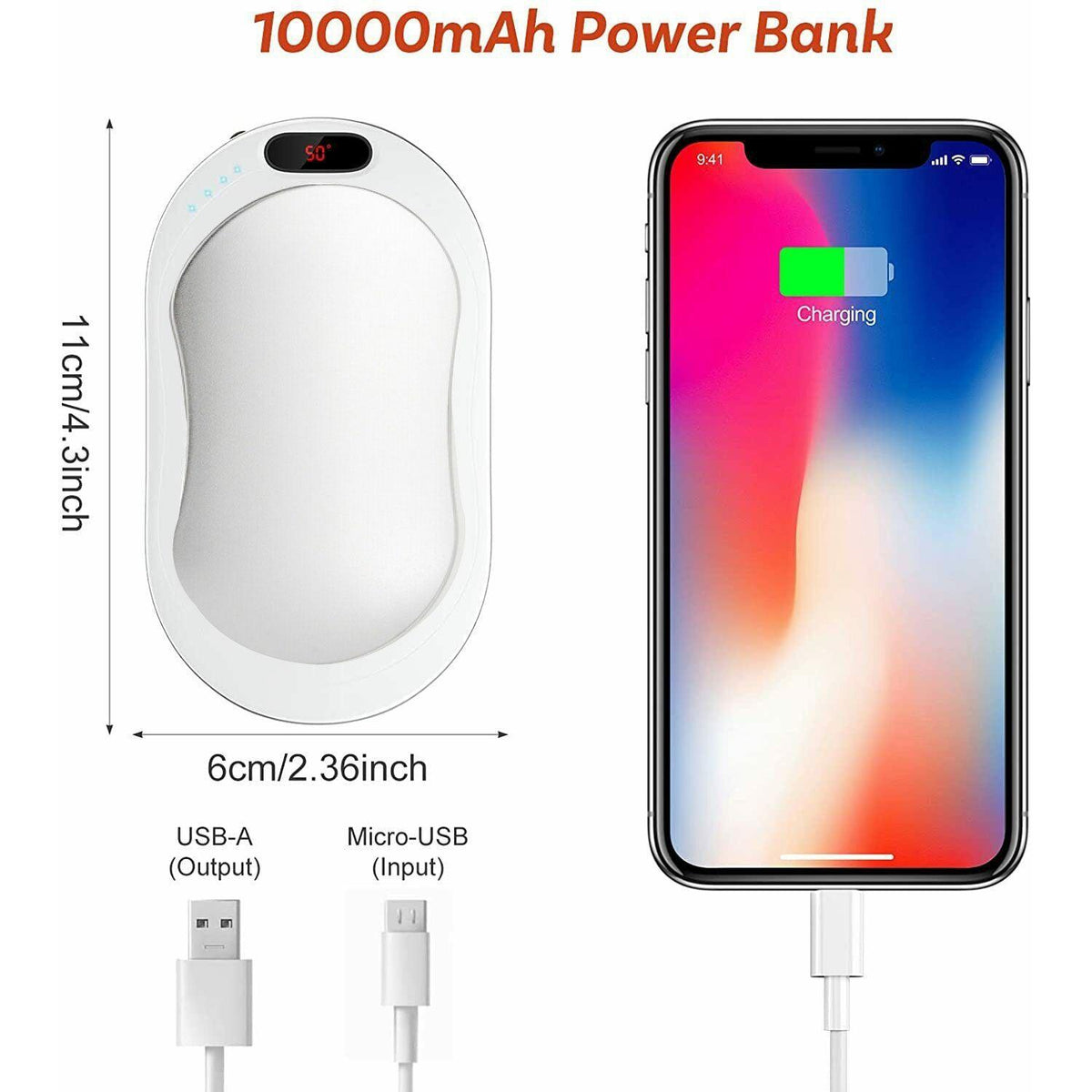 Electric Hot Rechargeable Hand Warmers - Reusable USB Hand Warmer 10000mAh Electric Portable Pocket Hand Warmers Double-sided Heat Health & Beauty - Tophatter Daily Deals