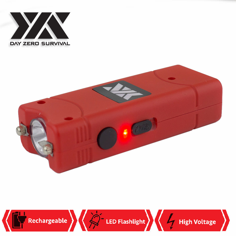 Red DZS Rechargeable Self Defense Ultra Mini Stun Gun With LED FlashLight - Tophatter's Guns'N'Weapons Store Collectible Weapons - Tophatter Daily Deals