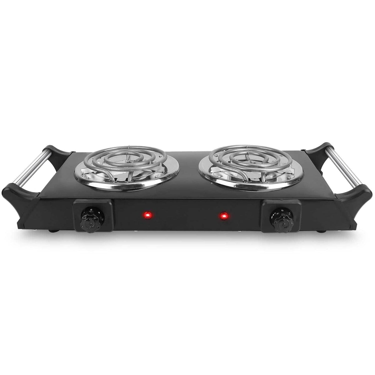 1000W Electric Burner Portable Coil Heating Hot Plate Stove Countertop Black Double Kitchen Appliances - Tophatter Daily Deals