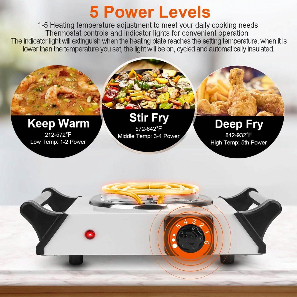 1000W Electric Burner Portable Coil Heating Hot Plate Stove Countertop Kitchen Appliances - Tophatter Daily Deals