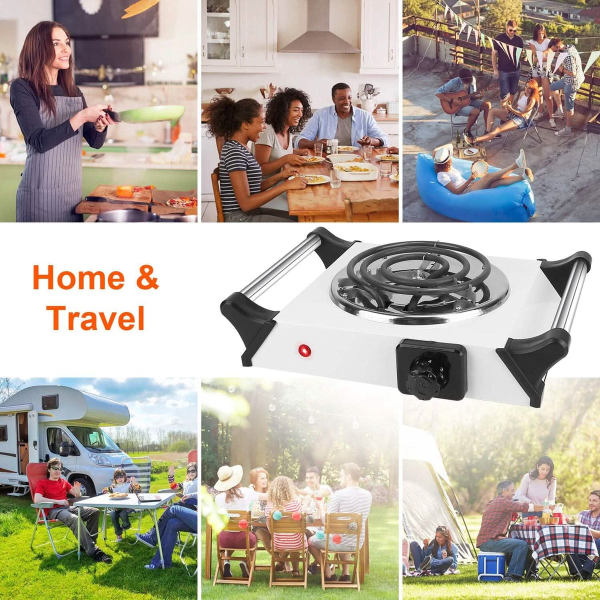 1000W Electric Burner Portable Coil Heating Hot Plate Stove Countertop Kitchen Appliances - Tophatter Daily Deals