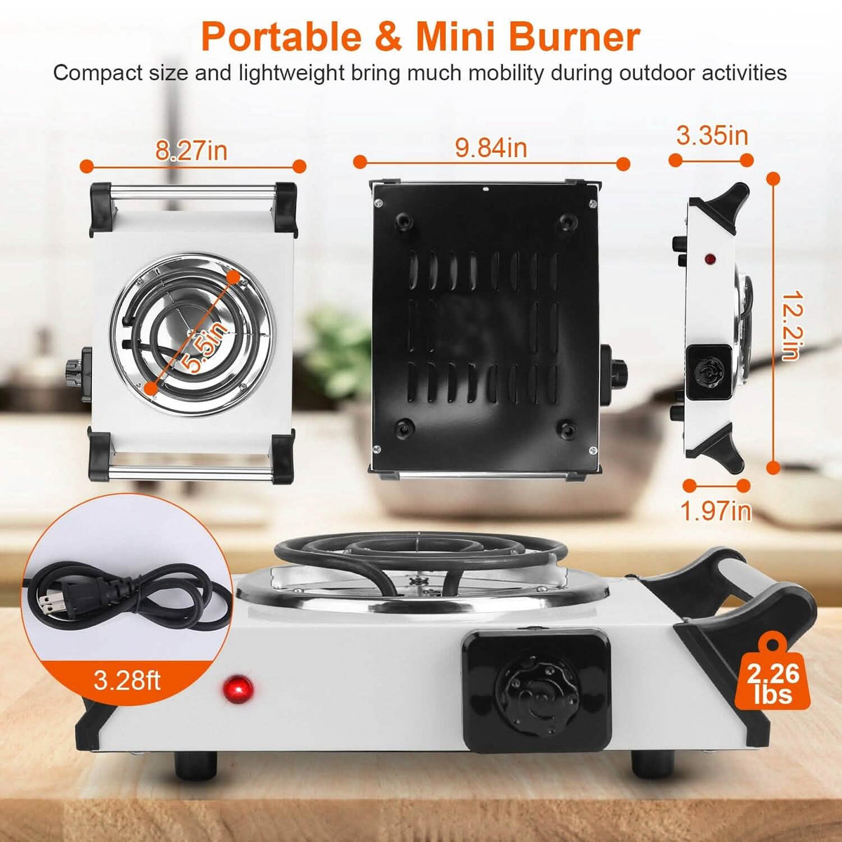 1000W Electric Burner Portable Coil Heating Hot Plate Stove Countertop Kitchen Appliances - Tophatter Daily Deals