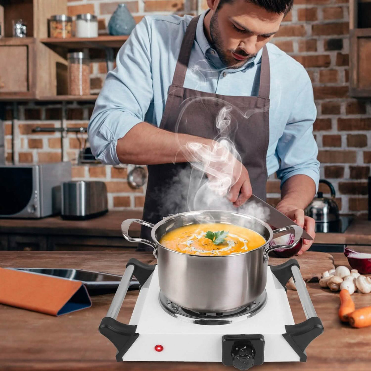 1000W Electric Burner Portable Coil Heating Hot Plate Stove Countertop Kitchen Appliances - Tophatter Daily Deals