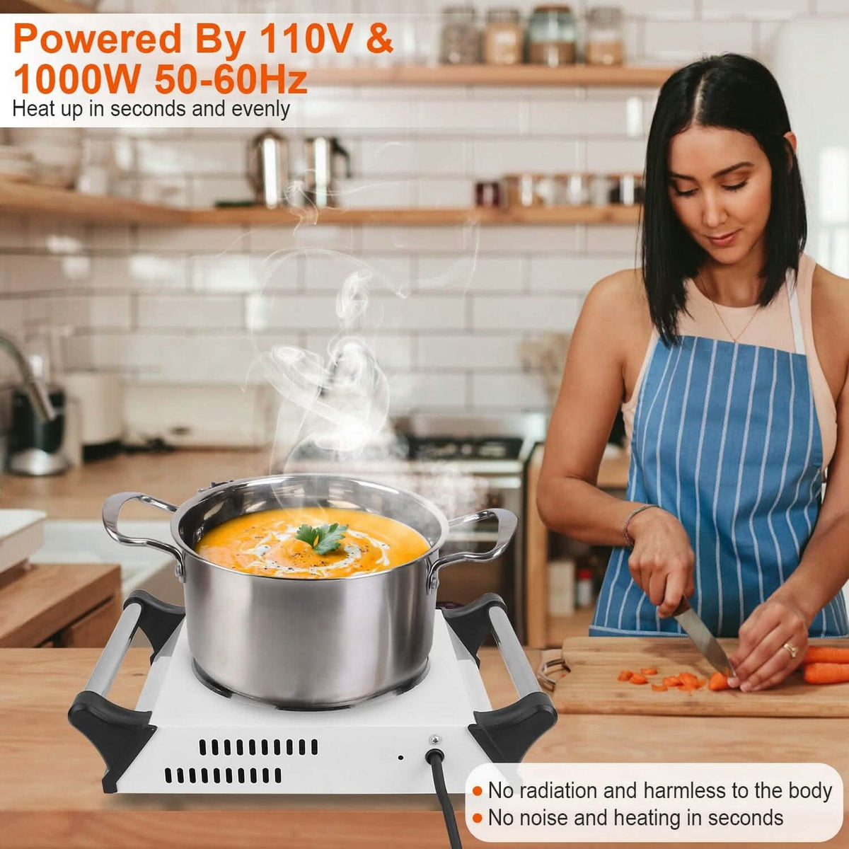 1000W Electric Burner Portable Coil Heating Hot Plate Stove Countertop Kitchen Appliances - Tophatter Daily Deals