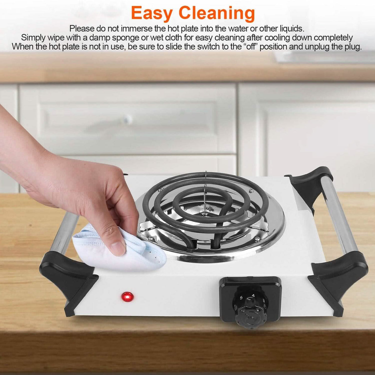 1000W Electric Burner Portable Coil Heating Hot Plate Stove Countertop Kitchen Appliances - Tophatter Daily Deals