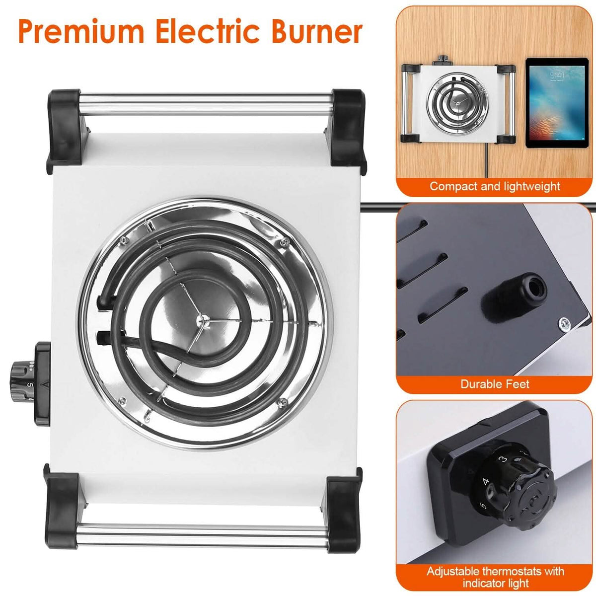 1000W Electric Burner Portable Coil Heating Hot Plate Stove Countertop Kitchen Appliances - Tophatter Daily Deals
