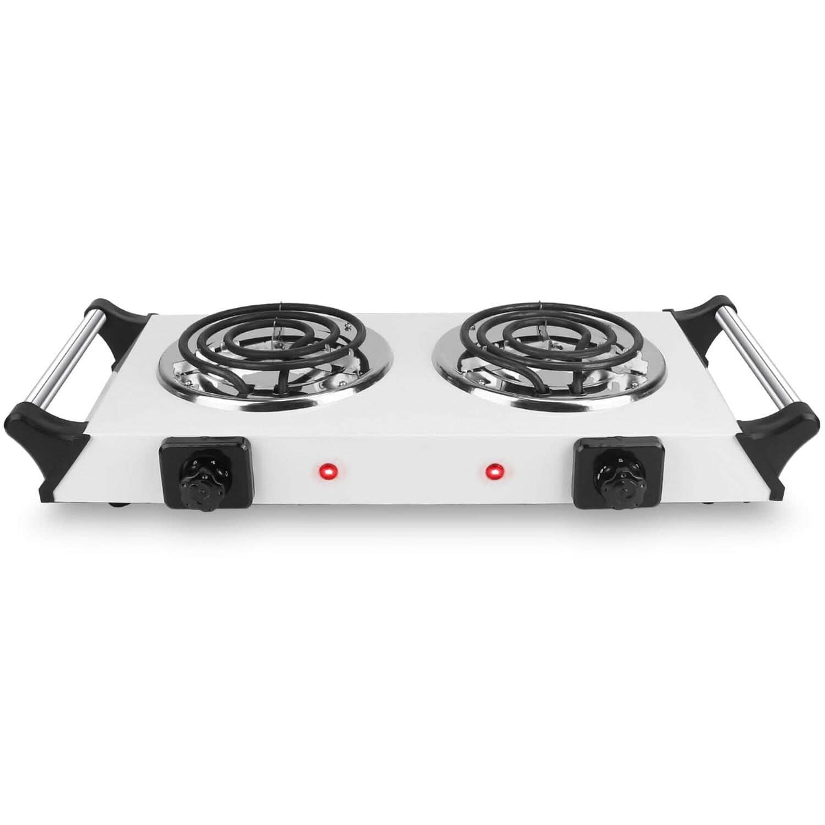 1000W Electric Burner Portable Coil Heating Hot Plate Stove Countertop Silver Double Kitchen Appliances - Tophatter Daily Deals