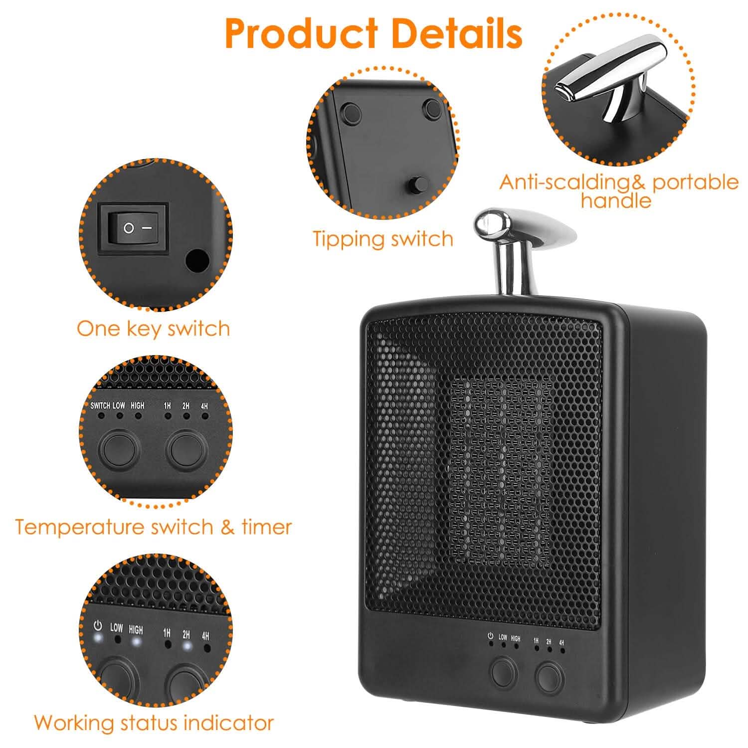 1000W Portable Electric Space Heater Household Appliances - Tophatter Daily Deals