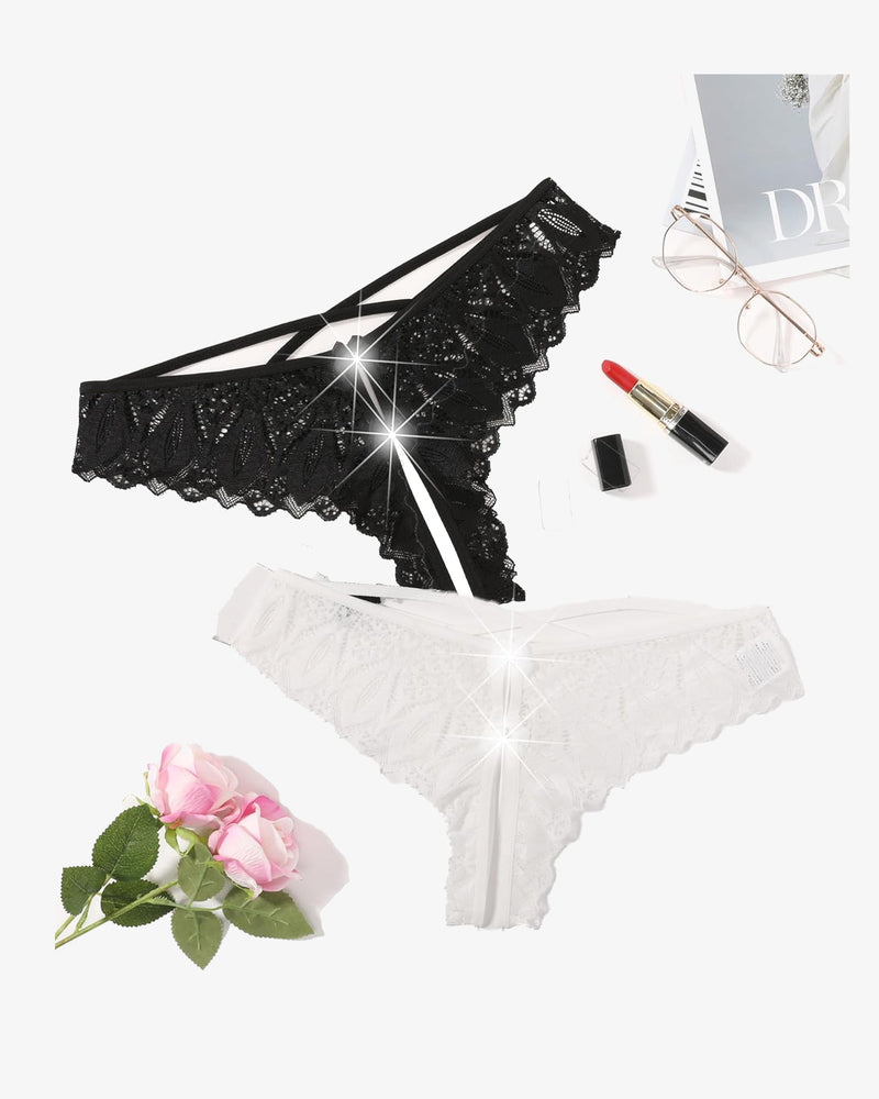 Criss Cross String Hipster Underwear Black+White Lingeries-panties - Tophatter Daily Deals