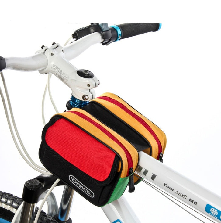 Bicycle bag front beam bag saddle bag mountain bike equipment riding bag on tube bag bicycle accessories bag 0 - Tophatter Daily Deals