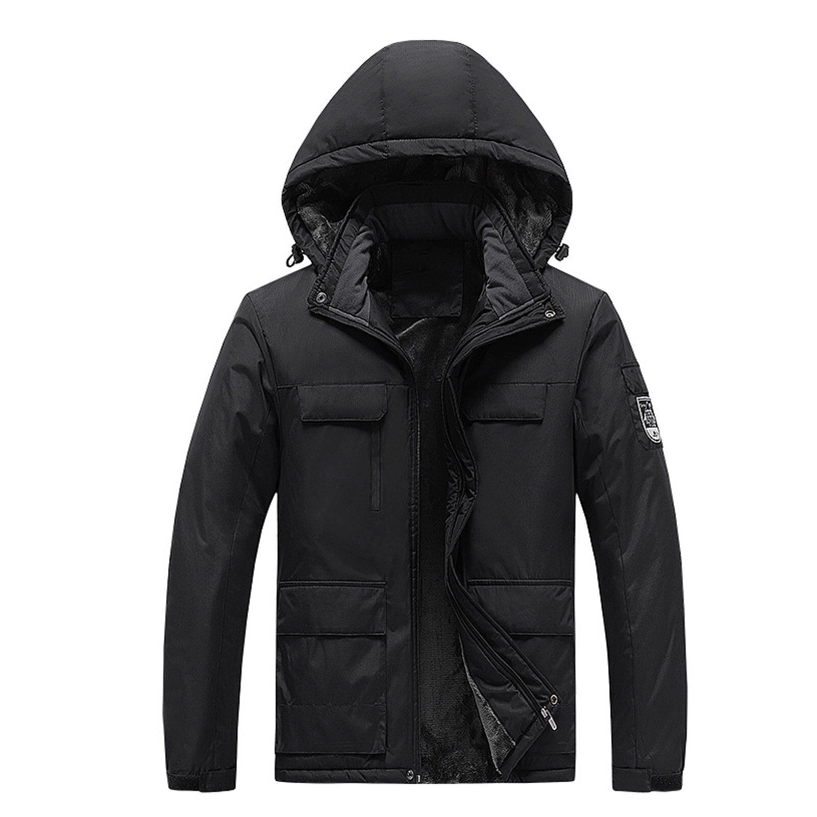 Waterproof Men's Rain Jacket - Hooded Colorblock, Packable Black - Tophatter Daily Deals