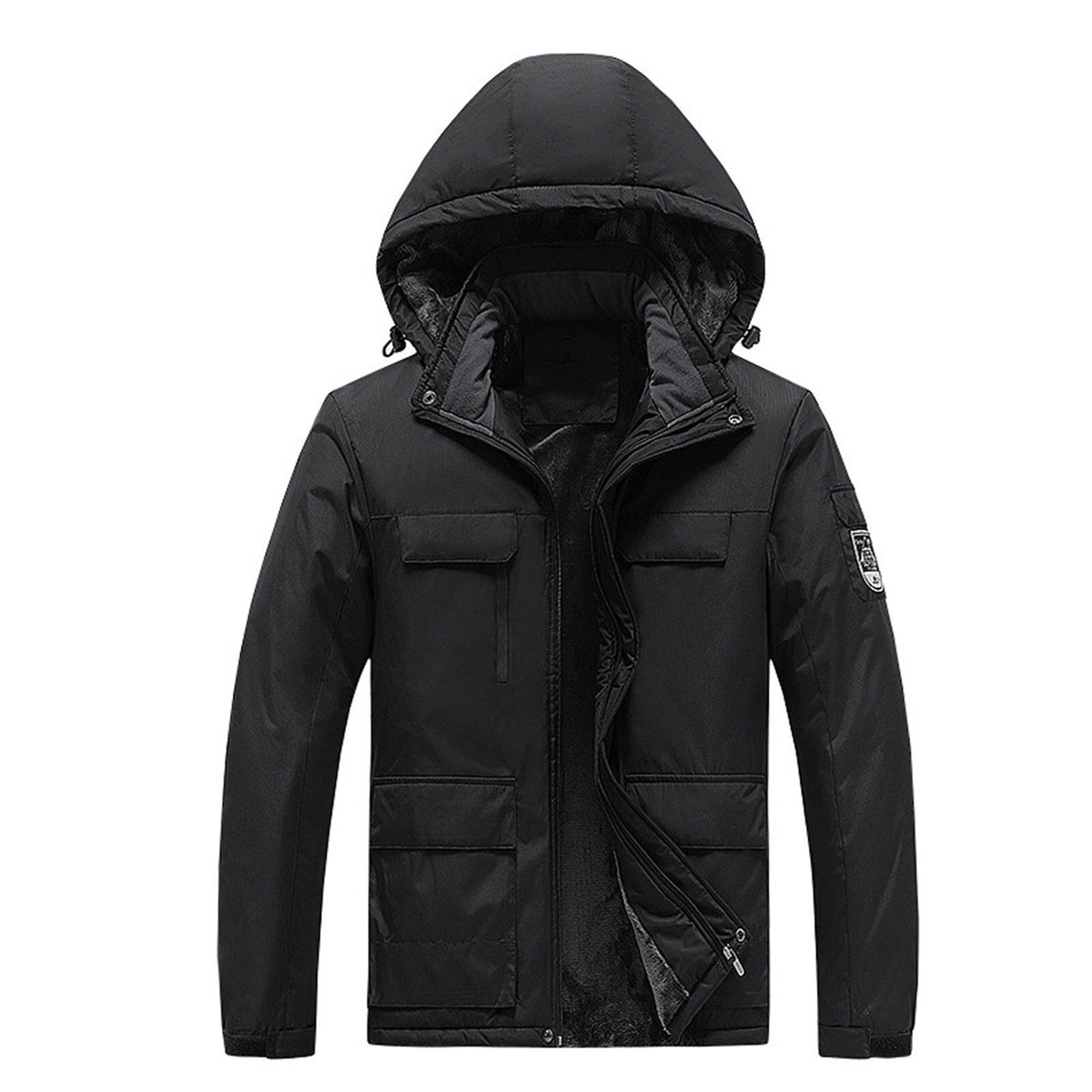 Waterproof Men's Rain Jacket - Hooded Colorblock, Packable Black - Tophatter Daily Deals