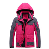 Waterproof Men's Rain Jacket - Hooded Colorblock, Packable Rose Red - Tophatter Daily Deals
