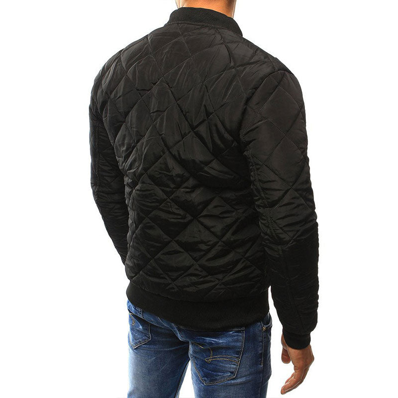 Lightweight Men's Quilted Jacket - Bomber, Ribbed Collar - Tophatter Daily Deals