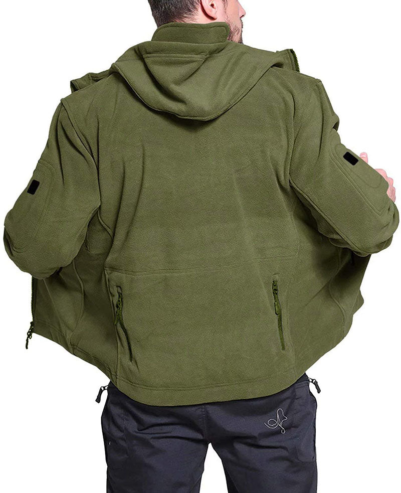 Windproof Men's Fleece Jacket - Hooded Insulating Hiking - Tophatter Daily Deals