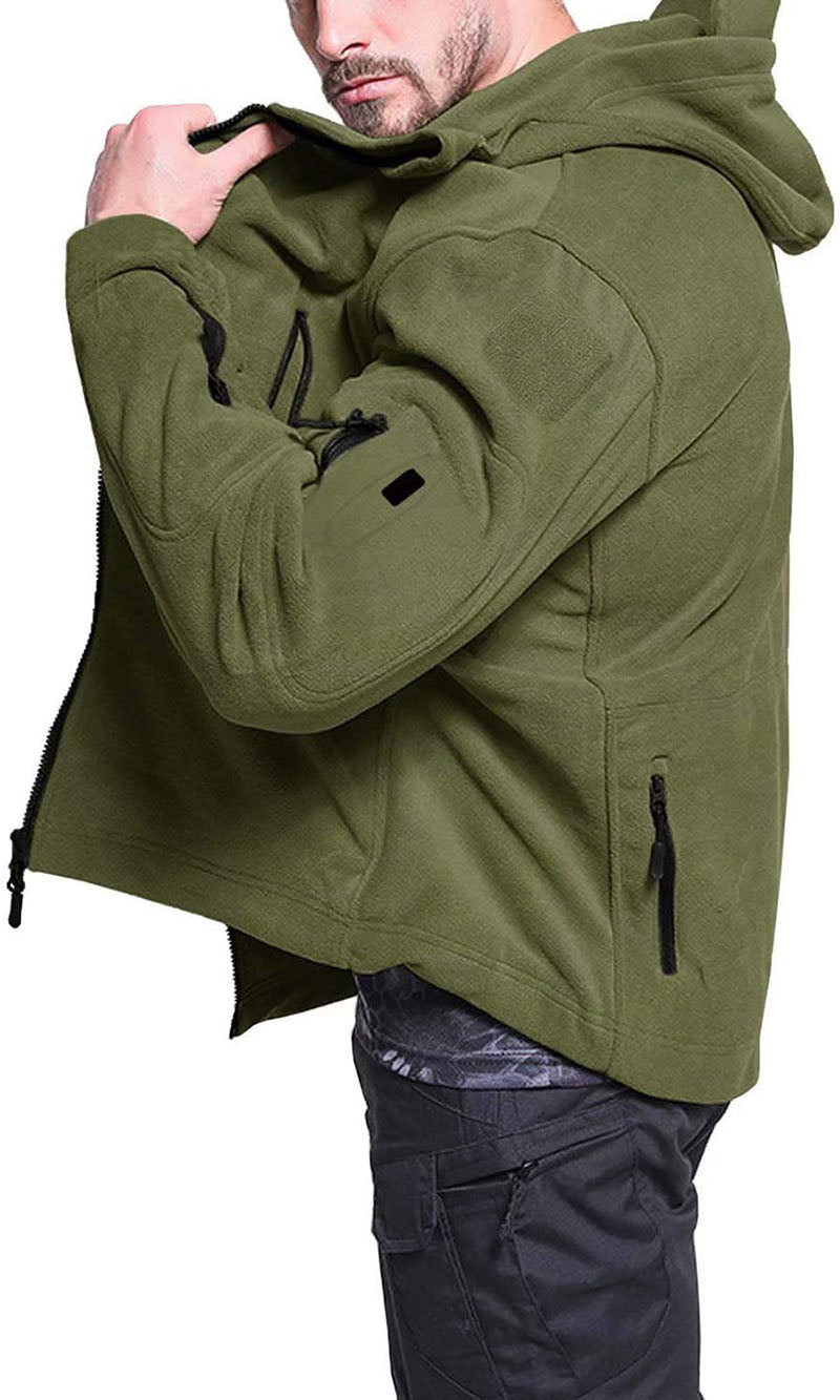 Windproof Men's Fleece Jacket - Hooded Insulating Hiking - Tophatter Daily Deals