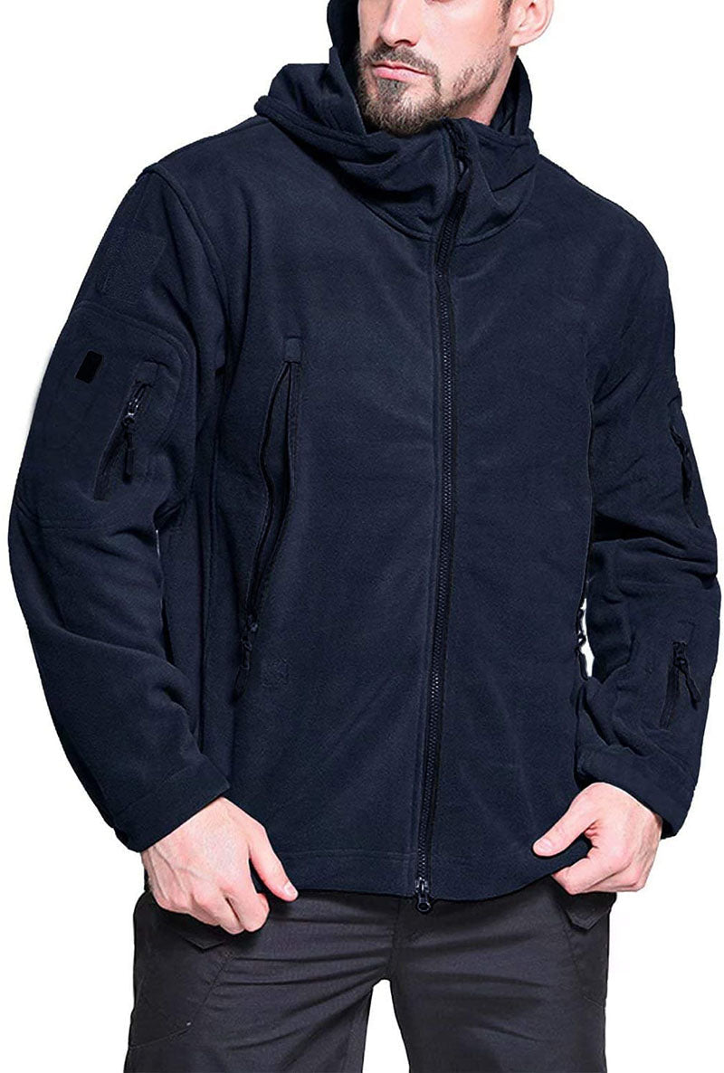 Windproof Men's Fleece Jacket - Hooded Insulating Hiking - Tophatter Daily Deals