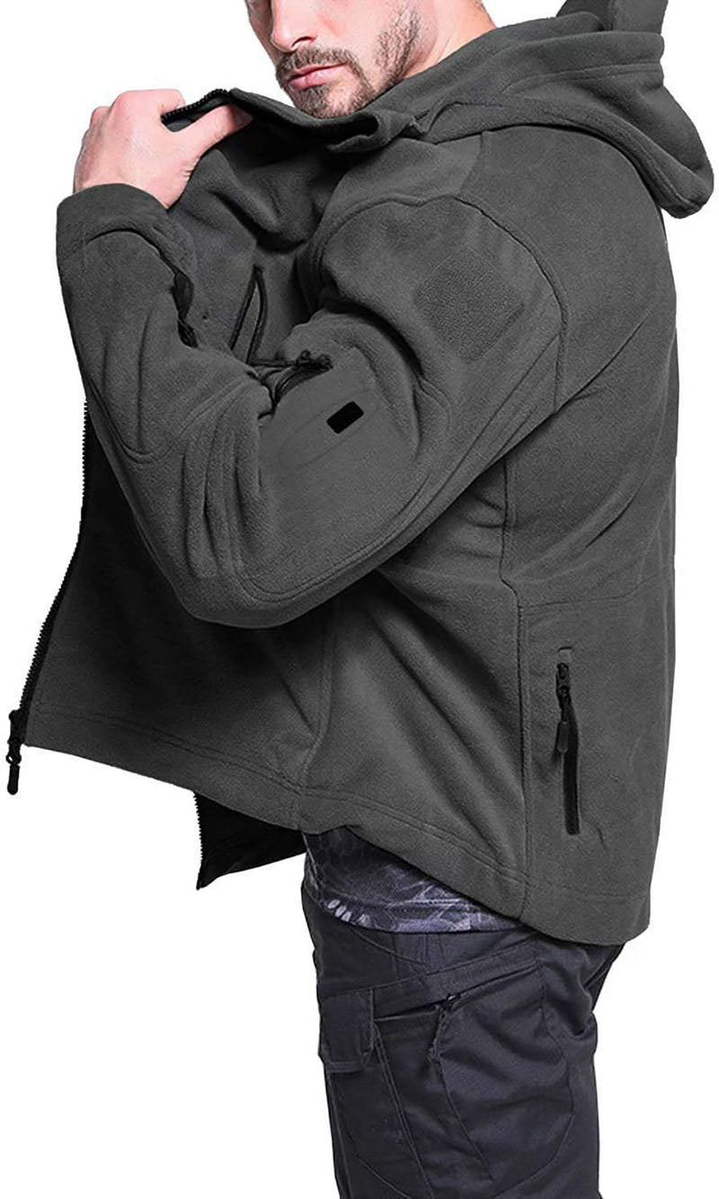 Windproof Men's Fleece Jacket - Hooded Insulating Hiking - Tophatter Daily Deals