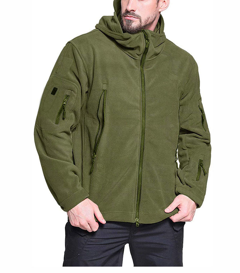 Windproof Men's Fleece Jacket - Hooded Insulating Hiking - Tophatter Daily Deals