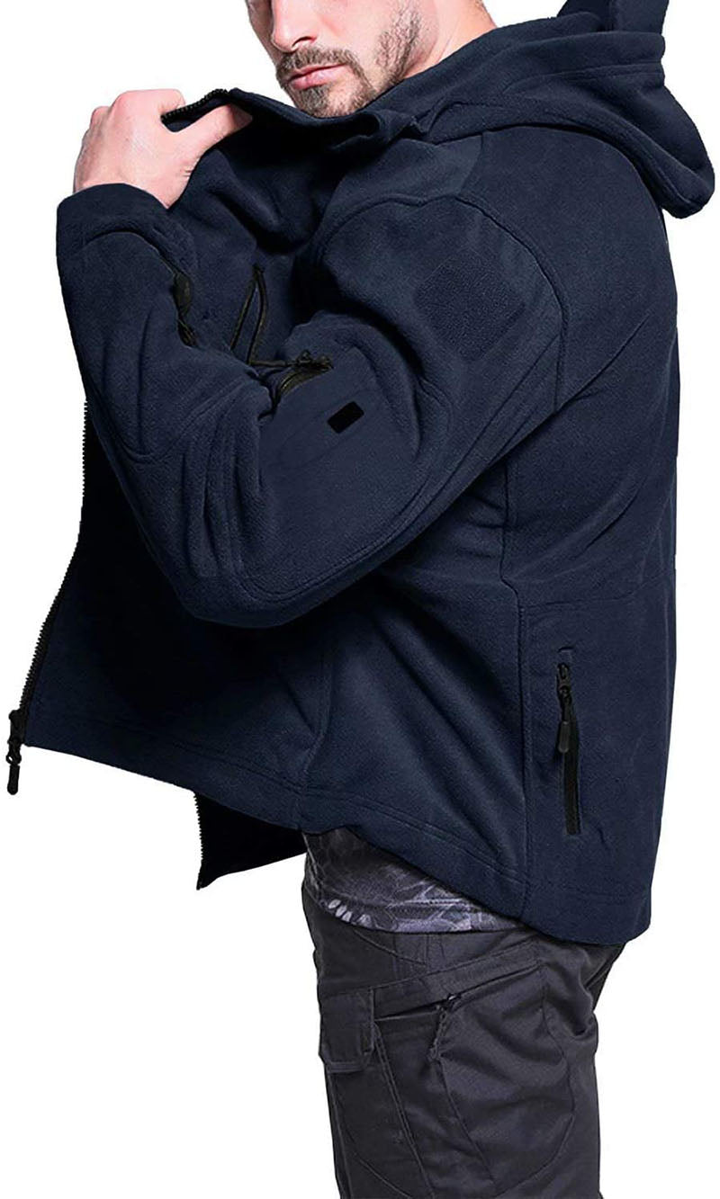 Windproof Men's Fleece Jacket - Hooded Insulating Hiking - Tophatter Daily Deals