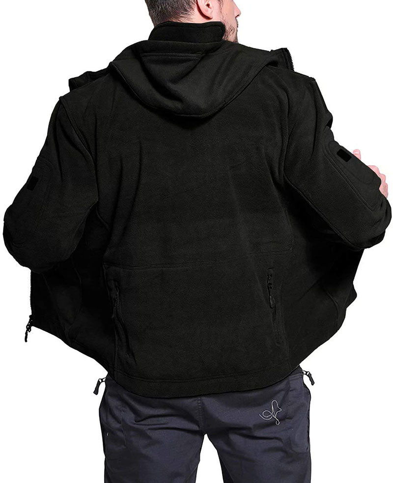Windproof Men's Fleece Jacket - Hooded Insulating Hiking - Tophatter Daily Deals