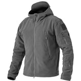 Windproof Men's Fleece Jacket - Hooded Insulating Hiking Gray - Tophatter Daily Deals