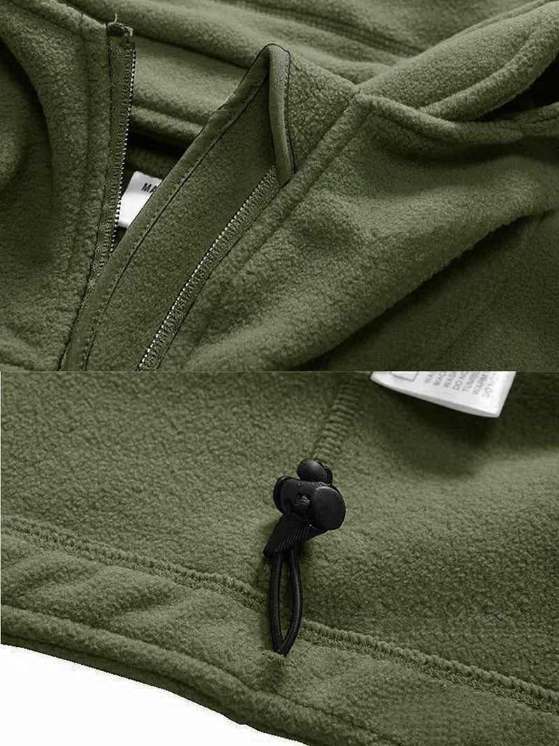 Windproof Men's Fleece Jacket - Hooded Insulating Hiking - Tophatter Daily Deals