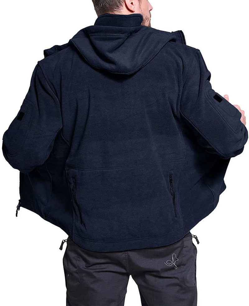 Windproof Men's Fleece Jacket - Hooded Insulating Hiking - Tophatter Daily Deals