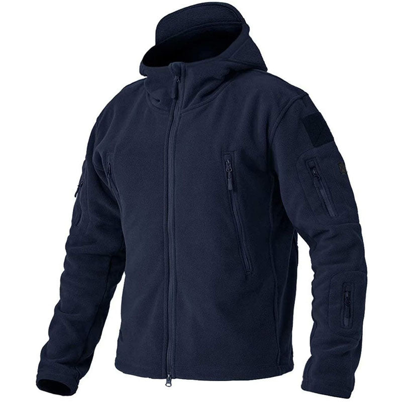 Windproof Men's Fleece Jacket - Hooded Insulating Hiking - Tophatter Daily Deals