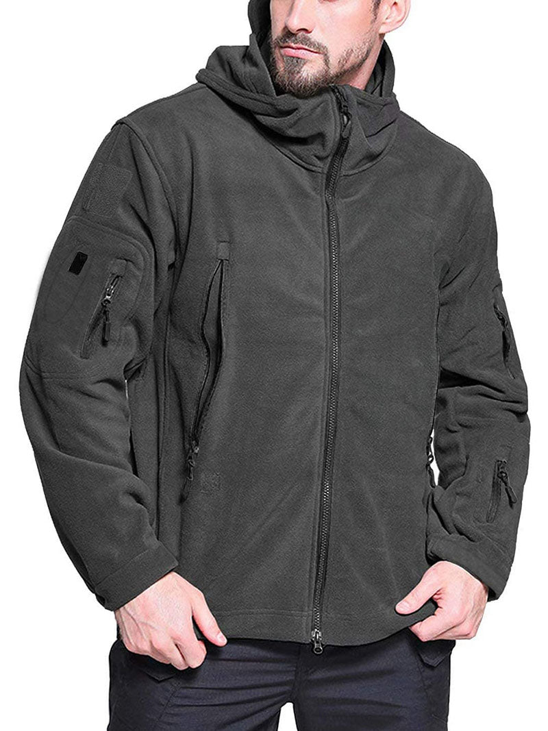 Windproof Men's Fleece Jacket - Hooded Insulating Hiking - Tophatter Daily Deals
