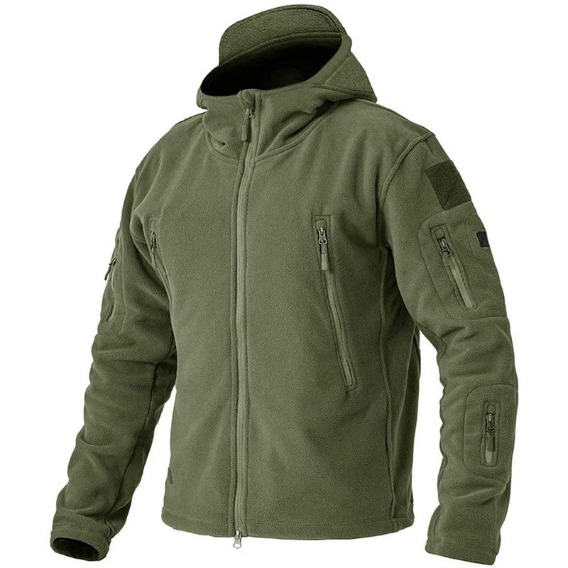 Windproof Men's Fleece Jacket - Hooded Insulating Hiking - Tophatter Daily Deals