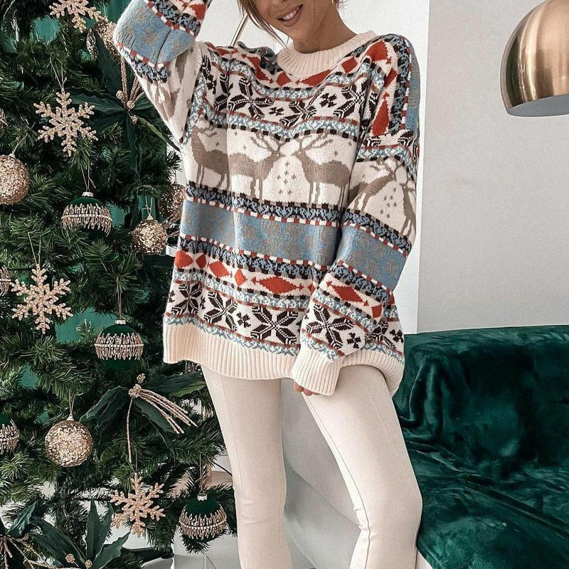 Warm Cozy Women’s Sweater - Oversized Knit, Holiday Season - Tophatter Daily Deals