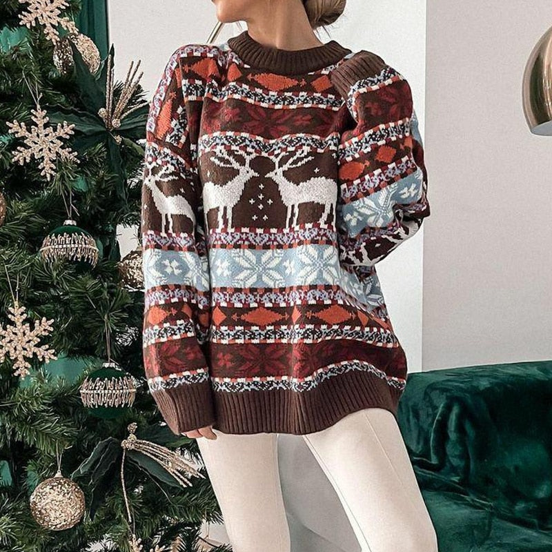 Warm Cozy Women’s Sweater - Oversized Knit, Holiday Season - Tophatter Daily Deals