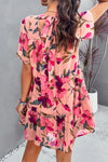 Printed Tiered Round Neck Mini Dress Casual Dresses - Tophatter Daily Deals