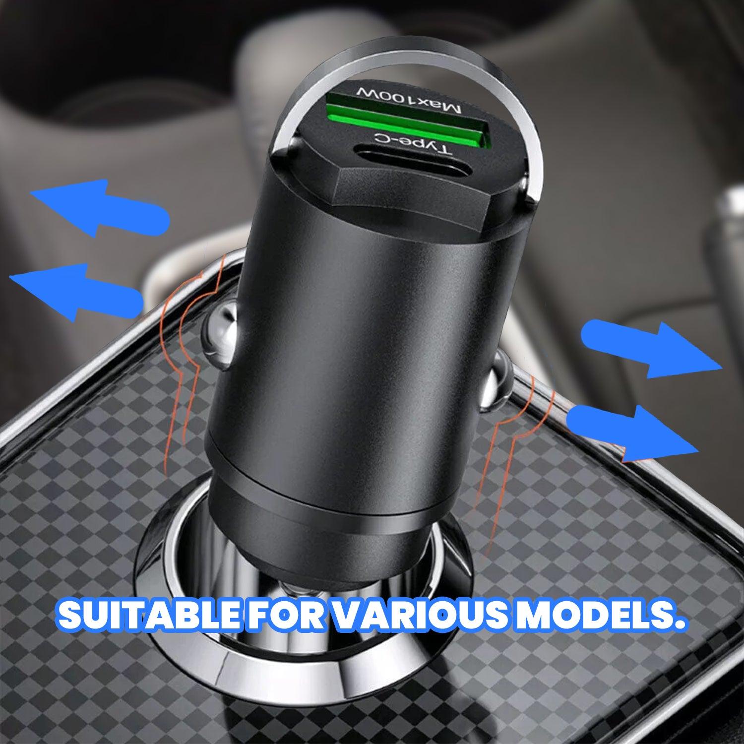 Car Phone Charger Adaptor - 100W USB Car Phone Charger Type C QC3.0 Car Interior Fast Charging Accessories Car Accessories - Tophatter Daily Deals