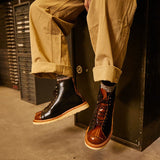 American Style Retro Leather Thick Sole Casual Boots Men's High Top 0 - Tophatter Daily Deals
