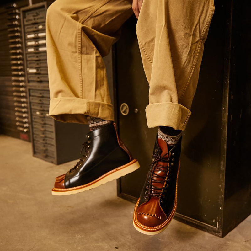 American Style Retro Leather Thick Sole Casual Boots Men's High Top 0 - Tophatter Daily Deals