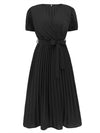 Pleated Surplice Tie Waist Midi Dress Casual Dresses - Tophatter Daily Deals