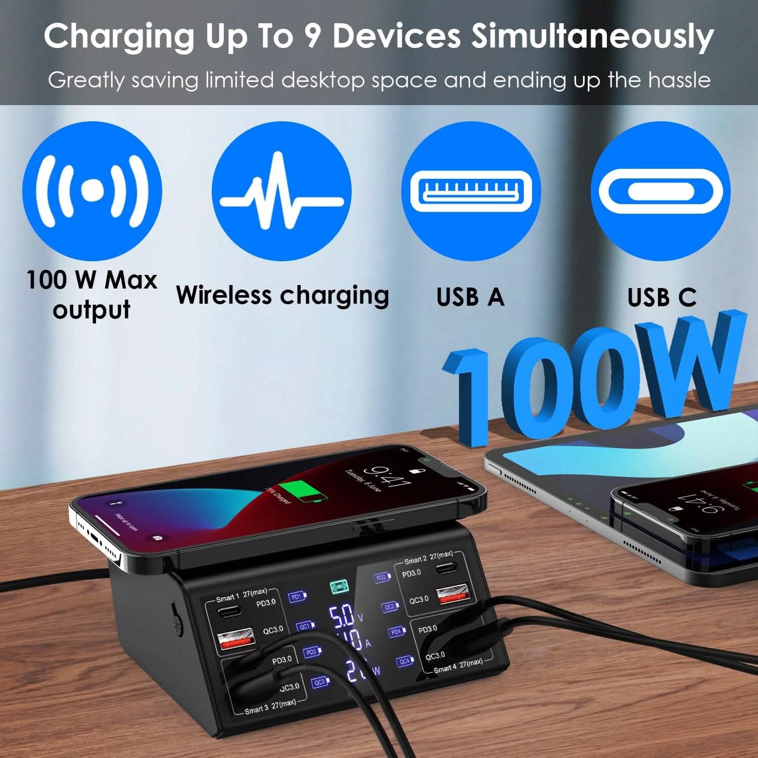 100W USB Charging Station 8-Port Charging Hub Mobile Accessories - Tophatter Daily Deals