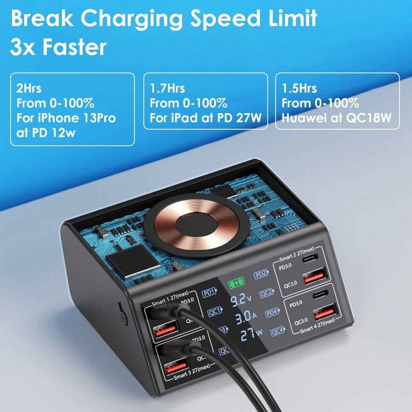 100W USB Charging Station 8-Port Charging Hub Mobile Accessories - Tophatter Daily Deals