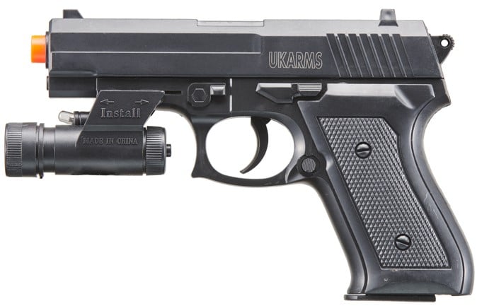 V1918A Spring Powered Airsoft Pistol with Laser & Light - TOPHATTER'S ARMORY DEALS Collectible Weapons - Tophatter Daily Deals