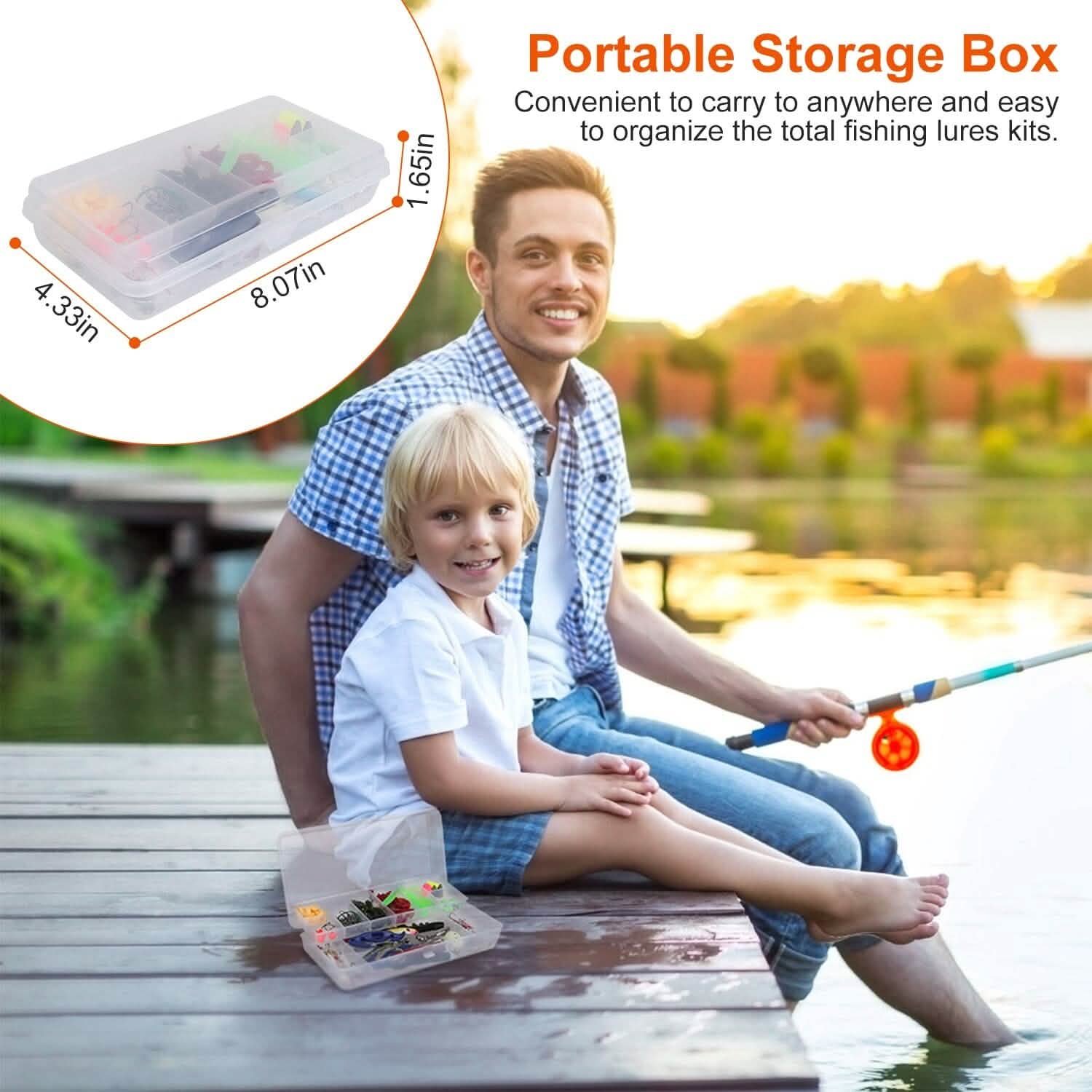 101-Pieces: Fishing Lure Kit Soft Plastic Fishing Baits Set with Soft Worms Crankbaits Box Outdoor Recreation - Tophatter Daily Deals