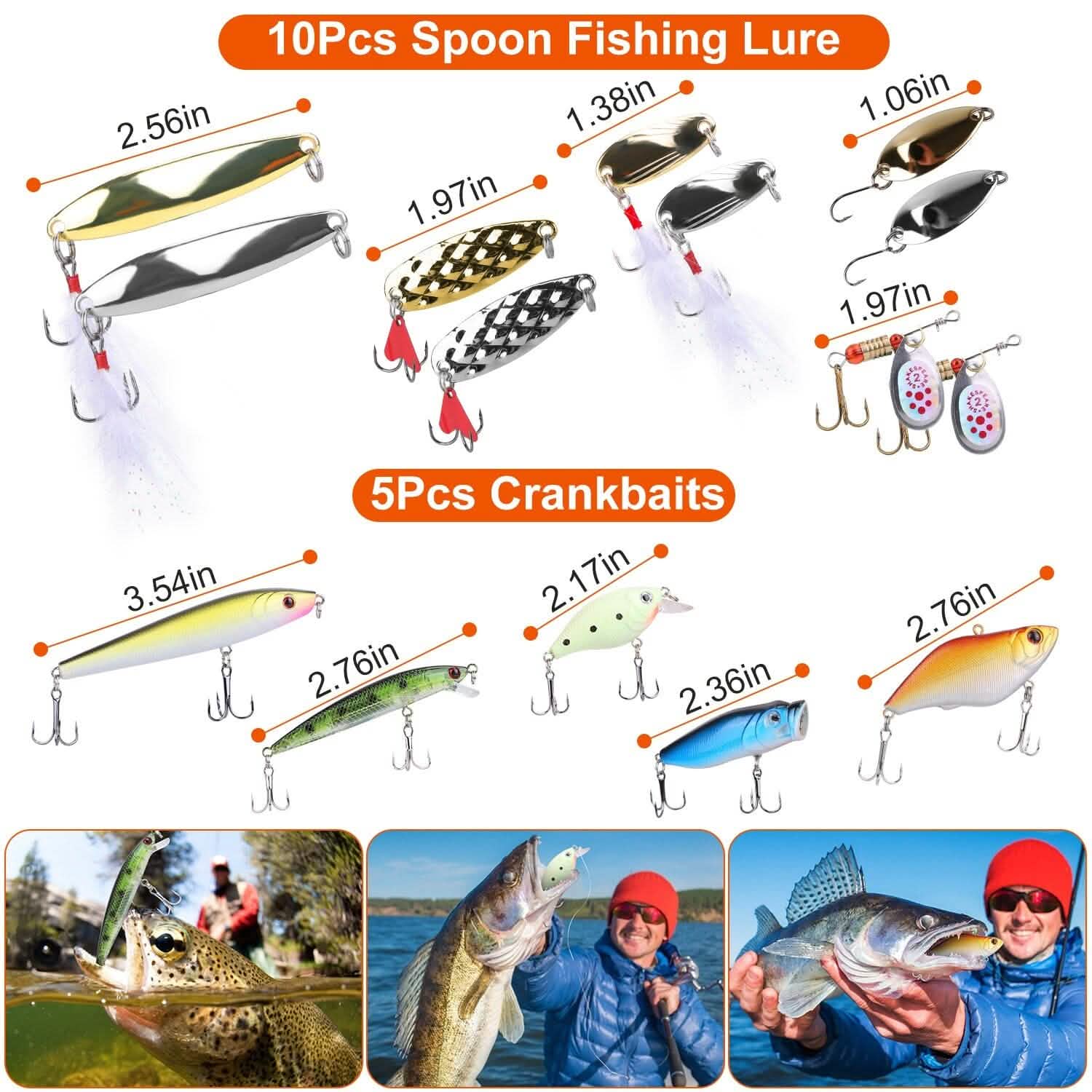 101-Pieces: Fishing Lure Kit Soft Plastic Fishing Baits Set with Soft Worms Crankbaits Box Outdoor Recreation - Tophatter Daily Deals