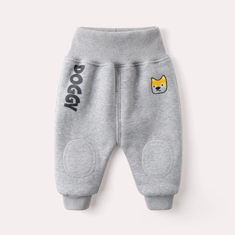 Baby winter plus velvet big PP pants Light Grey 0 - Tophatter Daily Deals