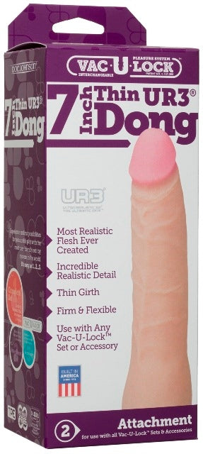 Vac-U-Lock 7 Inch Ultraskyn Thin Dong Vanilla Realistic Toy > Dildos > Slim Dildos - Tophatter Daily Deals