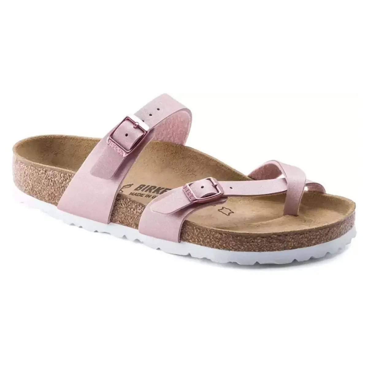 Birkenstock Mayari Birko-Flor Sandals Icy Metallic Old Rose 39 Medium Narrow Footwear - Tophatter Daily Deals
