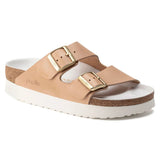 Birkenstock Women's Papillio Arizona Platform Natural Leather Sandals Nude Medium Narrow Footwear - Tophatter Daily Deals