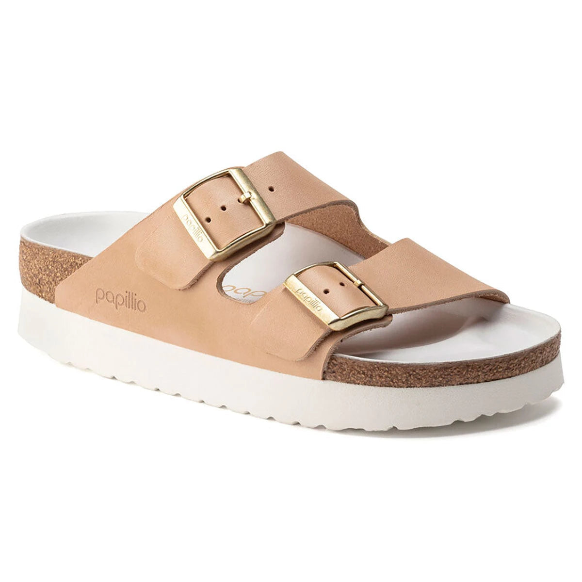 Birkenstock Women's Papillio Arizona Platform Natural Leather Sandals Nude Medium Narrow Footwear - Tophatter Daily Deals