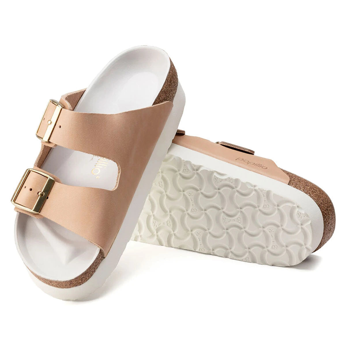 Birkenstock Women's Papillio Arizona Platform Natural Leather Sandals Footwear - Tophatter Daily Deals